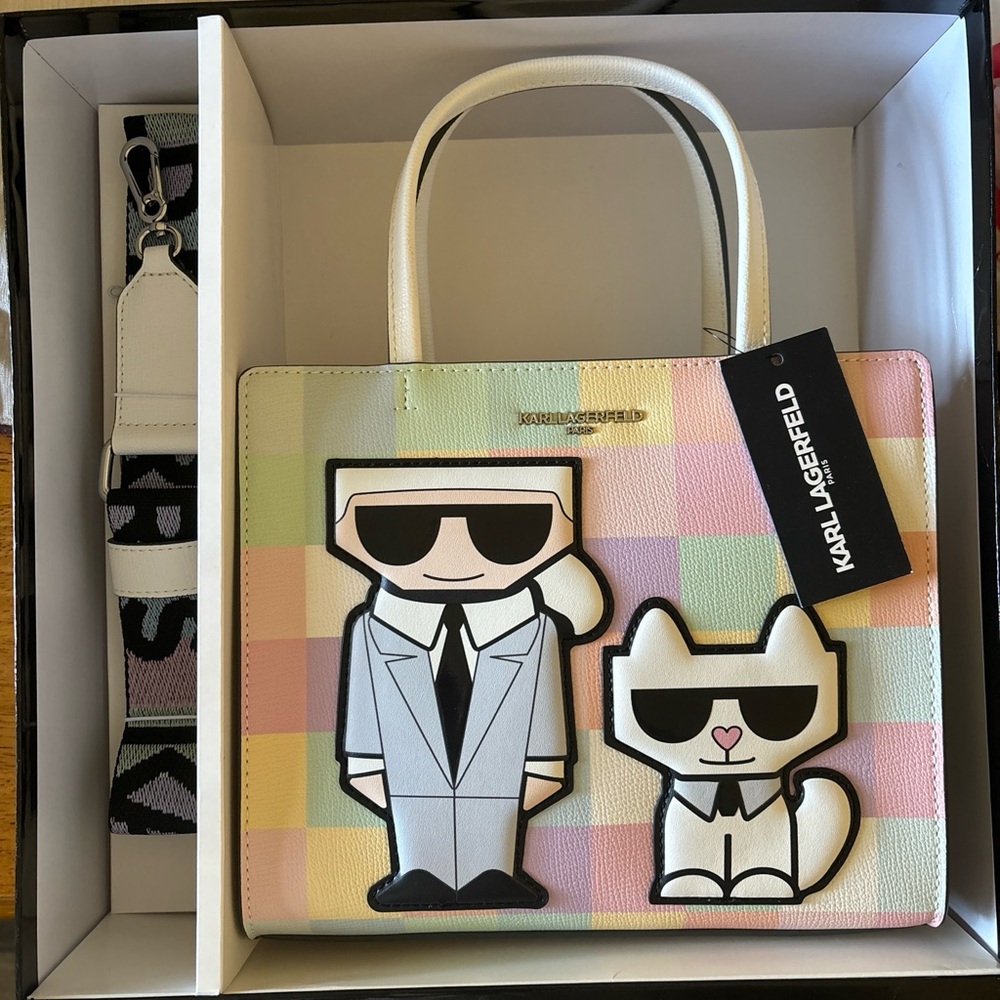 KARL LAGERFELD MAYBELLE SATCHEL CROSSBODY BAG MULTICOLOR KARL CAT w gift box